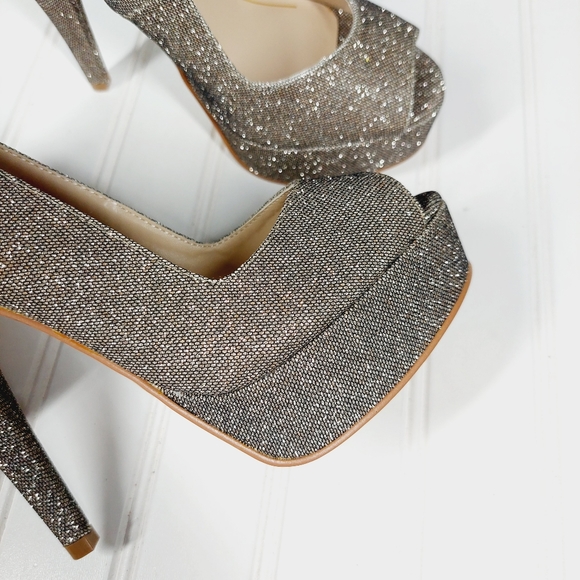 NEW COLIN STUART Glittery Open Toe Heels C879 - Picture 7 of 11